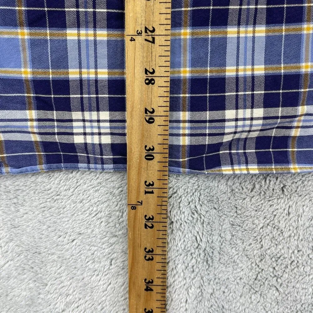 Ralph Lauren Big Shirt Mens Large Blue Plaid Cotton Pony Logo Button-Down‎